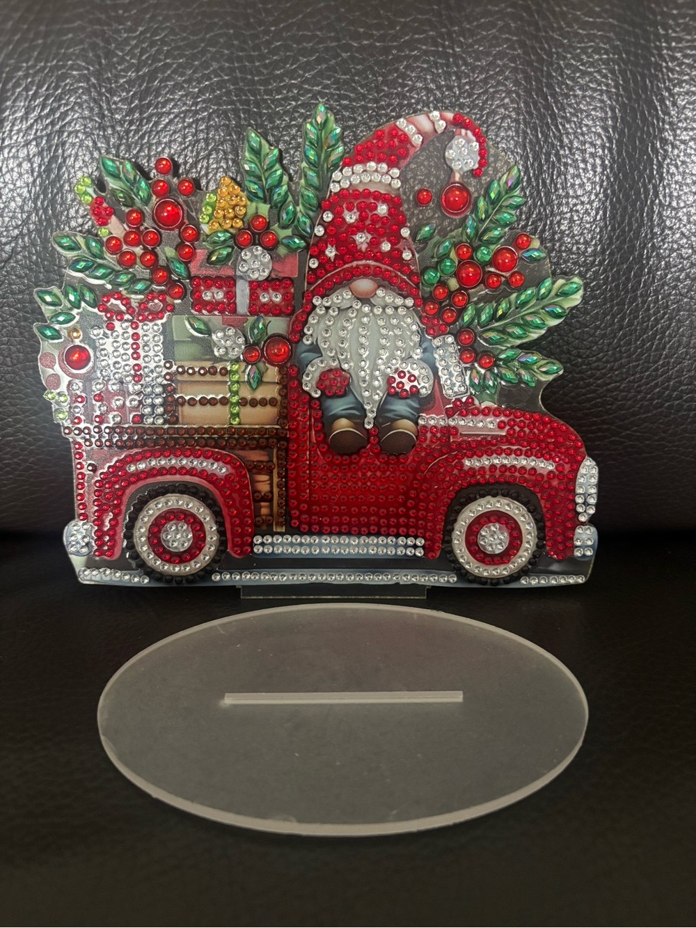 Hand Crafted Christmas Gnome Vintage Red Truck Decorative Accent - Picture 2 of 5